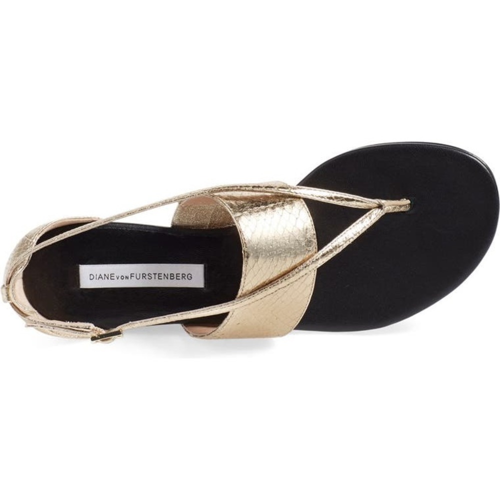 DVF Gold and Black ‘Penelope’ sandal